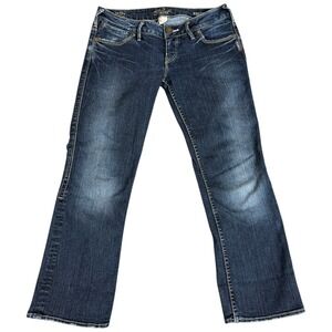 Silver Jeans Santorini Denim Capri Women's 29x26 Low Rise Cropped Dark‎ Wash Y2K
